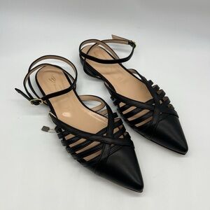 Bianca Di Black Leather Sandal Ballet Flats